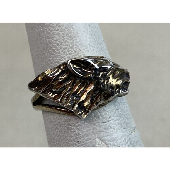 Ted Ott Navajo Sterling Silver Wolf Head Ring Size 5.75 - Picture 8 of 8